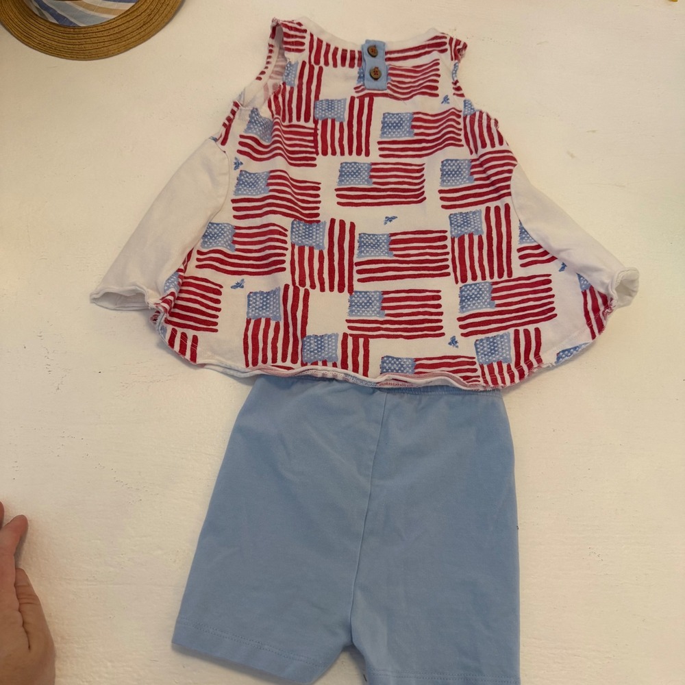 Burts Bees Baby 18M American Flag Patriotic Swing Top and Shorts Set Organic - Picture 4 of 6
